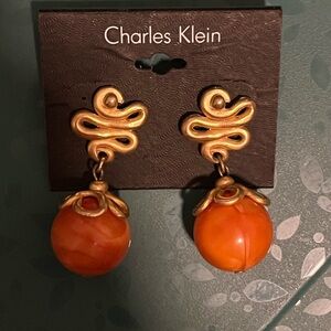 NWT Vintage Charles Klein Orange Drop Earrings